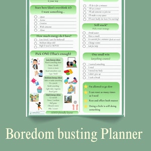ADHD Boredom Buster Activity Picker Printable | Kids Executive Function Tool | Neurodivergent Dopamine Menu | Decision Paralysis Checklist