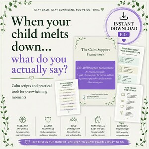 Afdrukbare toolkit ADHD-regulering | Gids voor ouders en scripts voor kernsmeltingen | Calm Strategies for Kids UK