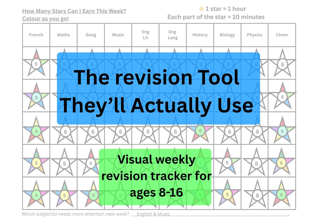 Weekly Revision Tracker for Kids | Study Motivation, ADHD Focus Tool ...