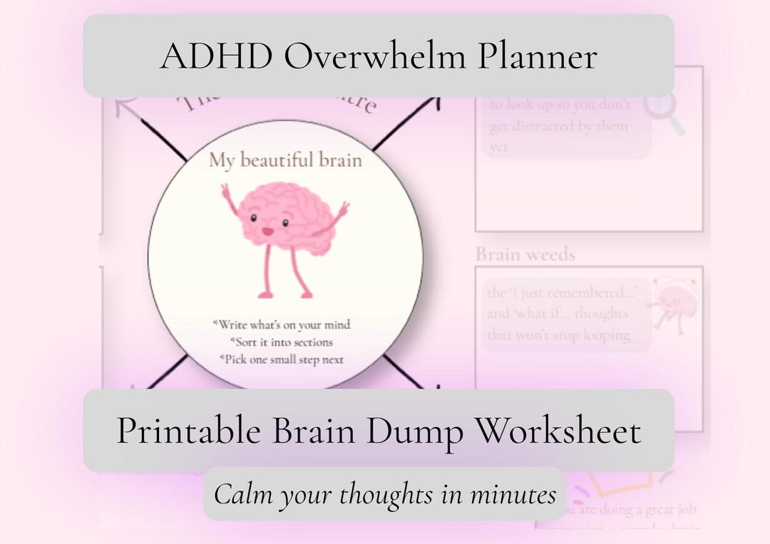 ADHD Brain Dump Worksheet | Overwhelm Reset Planner (digital Download ...