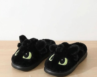 Plush High-Top Sneaker Slippers – Black Dragon Indoor Shoes