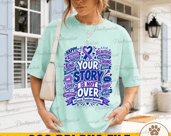 Stay Suicide Prevention Awareness Month Teal & Purple Ribbon PNG: Mental Health png Support Ribbon (Digital Download)