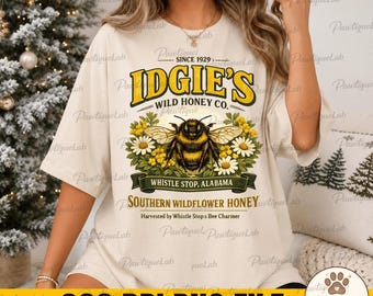 Idgie's Wild Honey Co Southern Whistle Stop Café PNG: Vintage Southern Honey Bee Farm Market png Rustik lantlig blommig design (digital nedladdning)