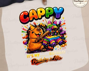 PNG de cumpleaños de capibara para mí: Lindo PNG de fiesta de capibara, celebración de cumpleaños PNG, gráfico de animal kawaii (descarga digital)