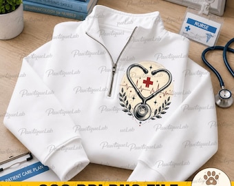 Nurse Embroidery Designs PNG: Stethoscope Heart Embroidery Medical Nurse PNG Healthcare Clipart (Digital Download)