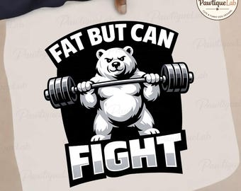 Gordo pero capaz de luchar Entrenamiento en el gimnasio PNG: cita divertida de fitness mentalidad fuerte png humor de gimnasio diseño de entrenamiento sarcástico (Descarga digital)