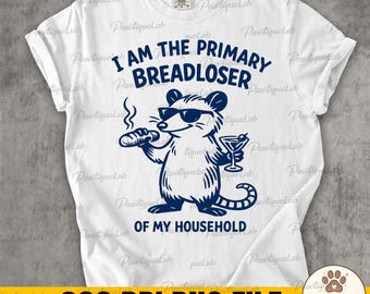 Soy el principal perdedor de pan de mi hogar PNG: Meme divertido de zarigüeya, meme de humor animal png, cita sarcástica de animales (descarga digital)