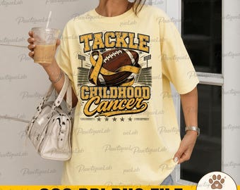 Childhood Tackle Childhood Cancer Awareness Football Gold PNG: Football Cancer Awareness Warrior Support png (Digital Download)