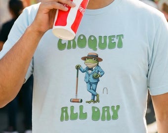 Croquet de hele dag door T-shirt | Dapper Frog zomer-T-shirt