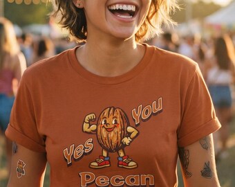 Ja, je pecannoot T-shirt | Shirt met grappige illustratie van karakterkarakter, T-shirt met woordspeling