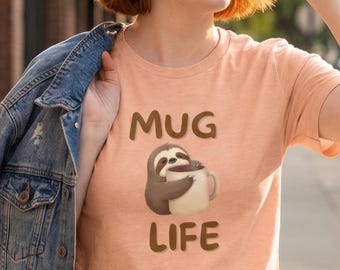Mug Life Coffee Lovers T-shirt | Grafisch T-shirt luiaard