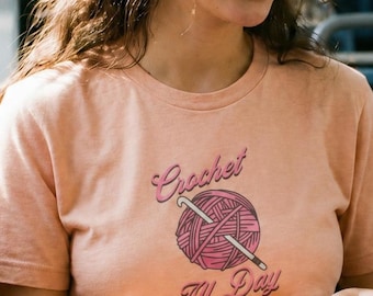 Gehaakt T-shirt voor de hele dag | Crochet Lover-T-shirt, garenafbeelding