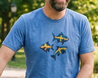 Zweeds vis-T-shirt | Klassiek Candy Parody T-shirt, Zweedse vlag