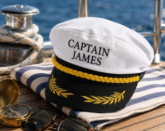 Personalized Captain Hat, Custom Embroidered Sailor Hat, Bachelorette Party Hat, Yacht Party Accessory, Cruise Gift