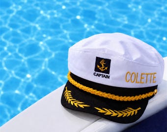 Bride Captain Hat Personalized, Custom Nautical Hat, Yacht Party Hat, Bachelorette Weekend Gift for Her