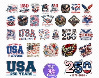 Paquete de imágenes PNG del 250 aniversario de EE. UU., 250 años de patriotismo estadounidense (1776-2026), Día de la Independencia "We The People", Águila PNG, Semiquincentenario PNG