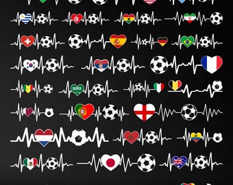 Paquete de imágenes SVG y PNG de selecciones nacionales para la Copa Mundial 2026, Corazón de fútbol SVG, Paquete de imágenes SVG para la Copa Mundial 2026, Fútbol 2026, EE. UU., México, Canadá, Aficionado a los deportes