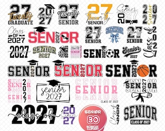 Senior 2027 Svg-bundel, klasse van 2027 Svg, middelbare school Svg, Mega Senior Svg, afstuderen 2027 Svg, Senior Mom, 2027 Graduate Png, Cricut