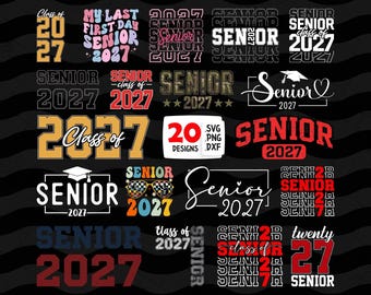 Senior 2027 Svg-bundel, klas van 2027, Senior Svg, 2027 Senior Png, High School Svg, Mega Senior Svg, afstuderen 2027 Svg, Senior Mom Svg Png