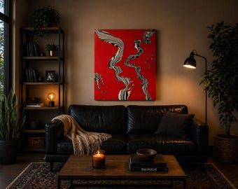 Vortex Designs Abstract Red Swirl Painting – Dynamic Racing Art