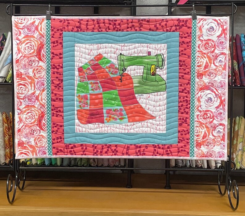 Sewing Machine Quilt Block Quilting Theme Fabric Art Block Etsy