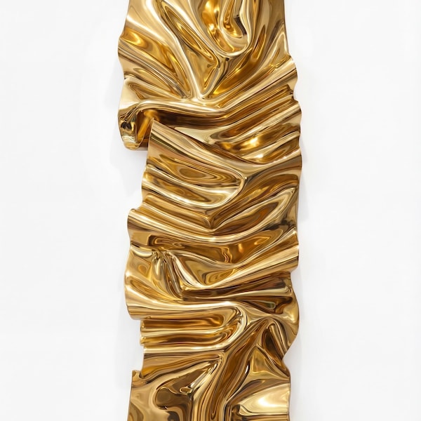 Luxury Gold Wall Sculpture, Abstract Metal Art, Wall Decor, mirror Modern Wall Art, Sculptural Panel, Designer Statement Piece, brass art