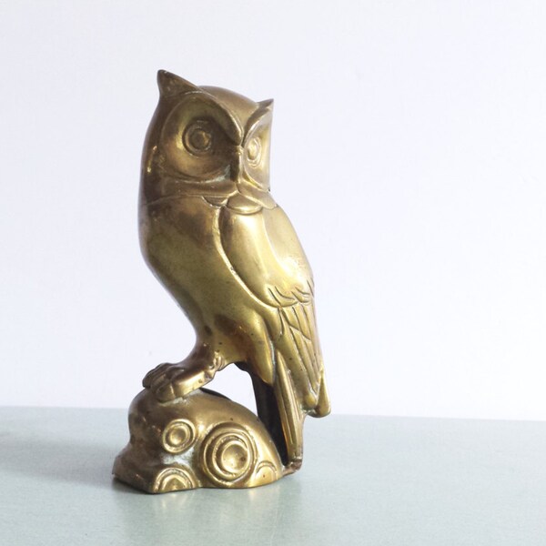 Vintage massivem Messing Eule Figur / moderne Messing Eule / Messing Vogel Statue