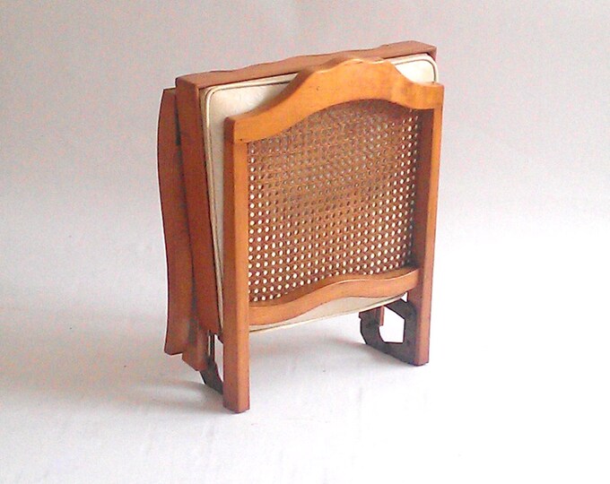 Leg O Matic Folding Chair Caned Back Etsy