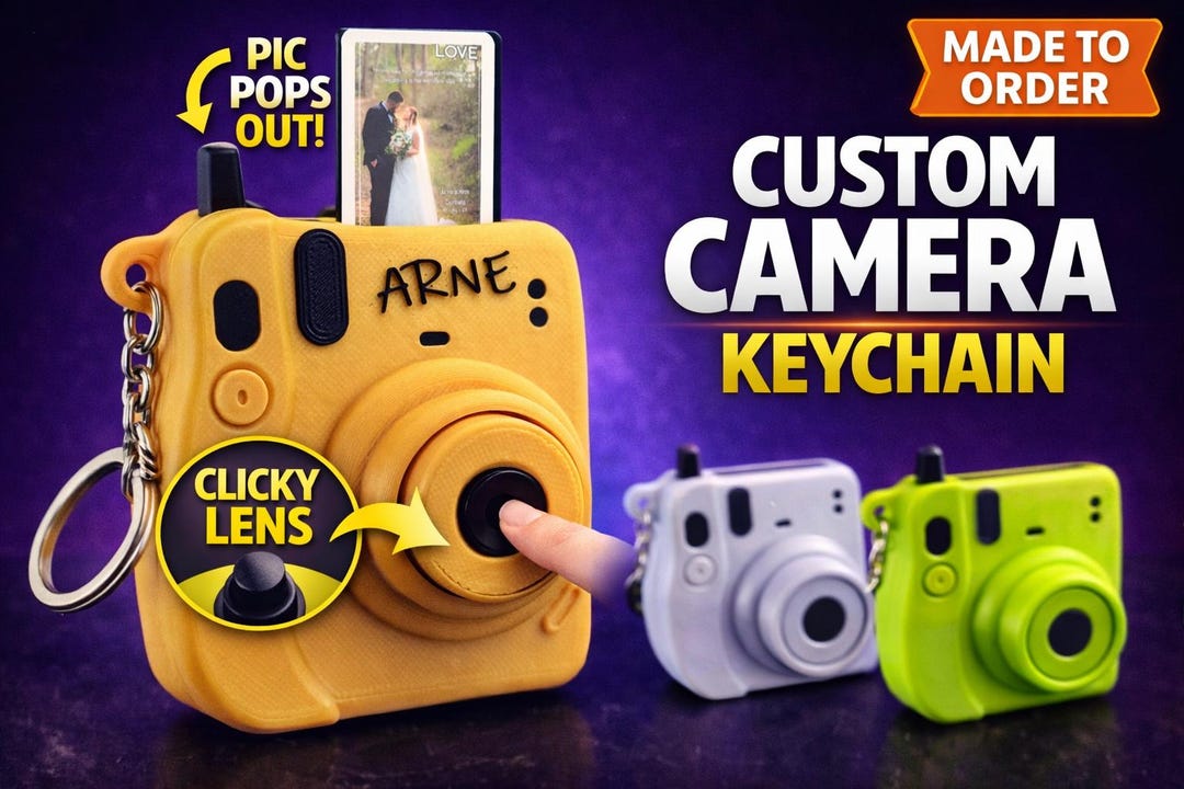 Keychain In Camera Custom Camera Keychain With Personalized Name | 3D Printed Mini Camera ...