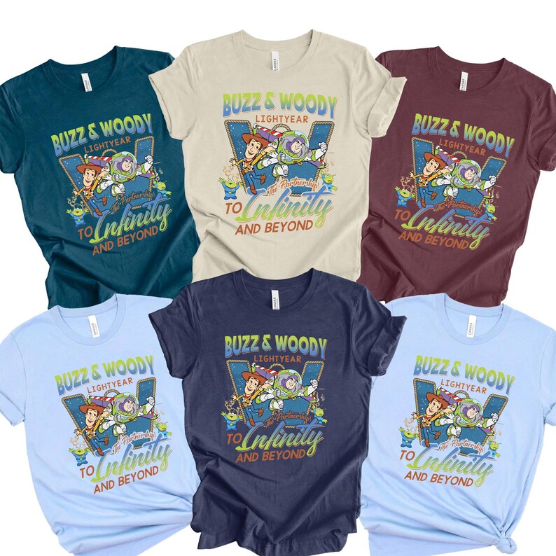 Toy Story Buzz and Woody T-shirt, Retro To Infinity Beyond Toddler Shirt, Vintage Buzz Lightyear & Woody Sweatshirt, Pixar Friendship Tee 画像 6