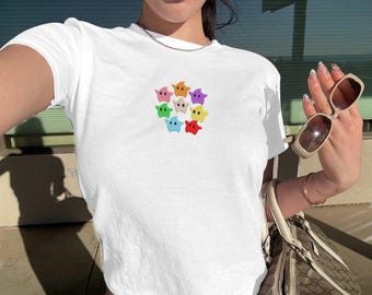 Embroidered Vintage Mario Luma Star Baby Tee, Retro Gaming T-shirt, Cute Nerd Girlfriend Sweatshirt, Cozy Everyday Wear