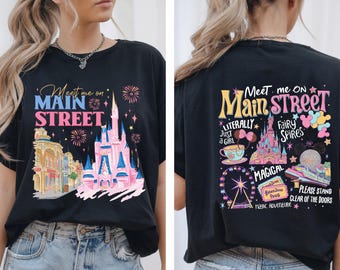 Two Sided Meet me on Main Street Cinderella Castle T-shirt, Vintage Disney World Toddler Shirt, Girl Trip Sweatshirt, Magic Kingdom Outfit