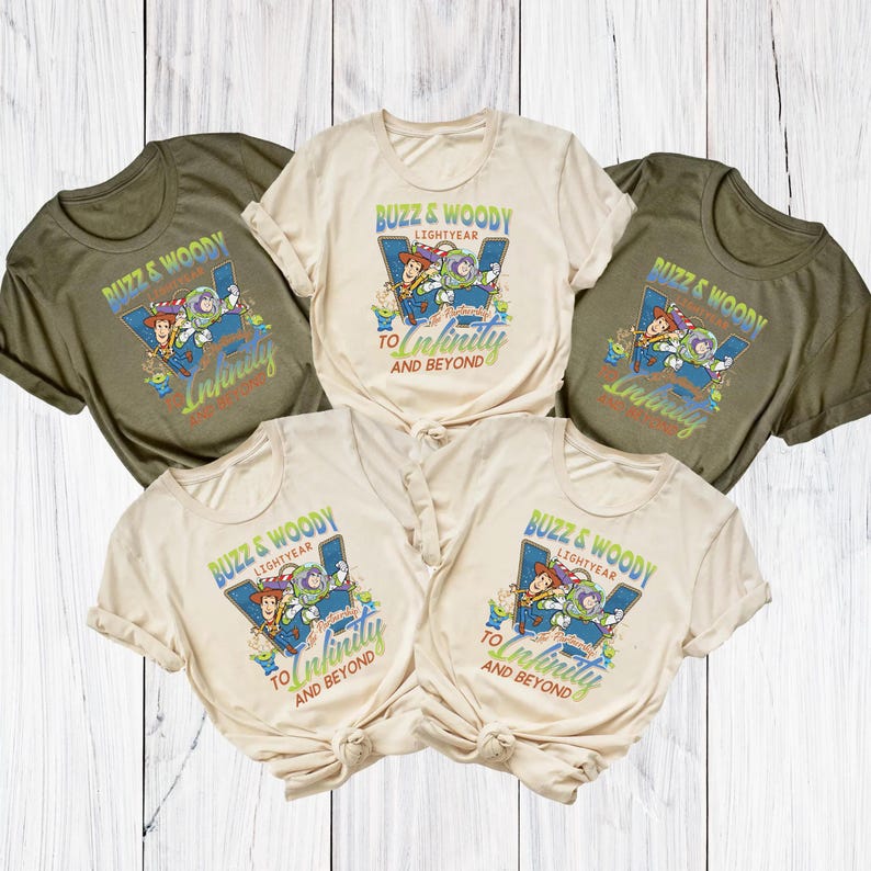 Toy Story Buzz and Woody T-shirt, Retro To Infinity Beyond Toddler Shirt, Vintage Buzz Lightyear & Woody Sweatshirt, Pixar Friendship Tee 画像 9