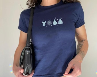 Embroidered Elsa Ice Queen Icons Baby Tee, Retro Disneybound T-shirt, Vintage Winter Princess Fan Sweatshirt, Disneyland Vacation Gift