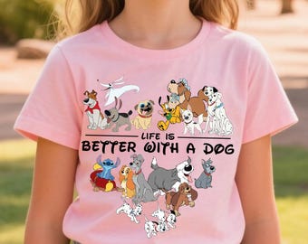 Life is Better With a Dog T-shirt, Vintage Disney Dogs Toddler Shirt, Pluto Lady Tramp Bolt Sweatshirt, Retro Cartoon Canine Lover Apparel
