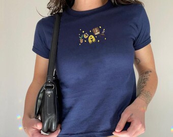Embroidered Cozy Wizardry Baby Tee, Retro Magic School T-shirt, Vintage Bookworm Sweatshirt, Botanical Witch Gift