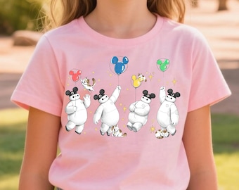 Baymax Mickey Ears T-shirt, Retro Mochi Cat Toddler Shirt, Vintage Disney Balloon Sweatshirt, Big Hero 6 Family Vacation Matching Outfit