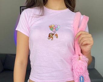 Embroidered Slinky Dog Baby Tee, Vintage Disney T-shirt, Retro Toy Story Fan Sweatshirt, Magic Kingdom Balloon Disney Trip Outfit