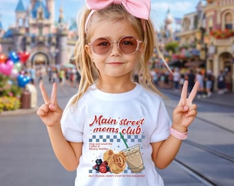 Vintage Main Street Moms Club Coffee Mickey Waffles T-shirt, Retro Disney Vacation Toddler Shirt, Disney Mom Sweatshirt, Park Day Outfit