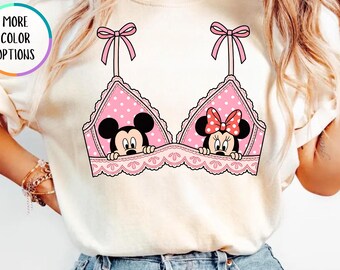T-shirt d'été Mickey et Minnie Comfort Colors®, chemise couple Disney, t-shirt avec nœud Minnie Mouse, cadeau pour couple Mickey Mouse, chemise Disney Lover