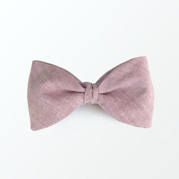 Men's Bow Tie, Chambray Bow ties, Dust Rose Self Tie Bow Tie, Wedding Tie and Gift for Him / READY TO SHIP