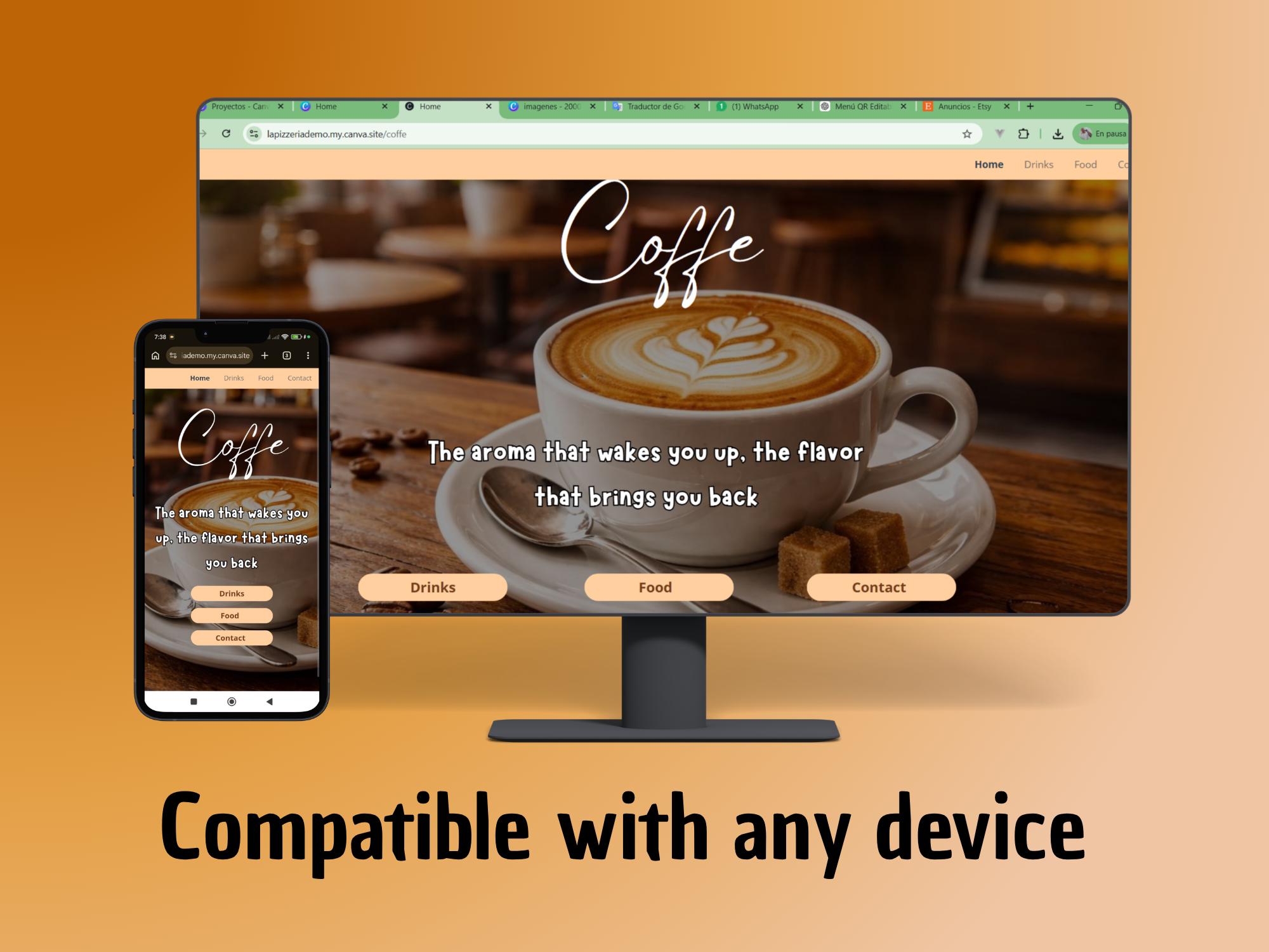 Qr Menu Html Template Editable QR Code Menu Website Template for Cafes | Digital Menu Canva ...