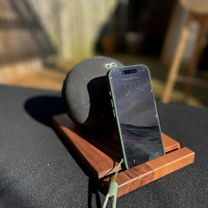 Wood Echo Stand, Alexa Speaker Stand, Wooden Echo Base, Walnut Cherry Stand, Phone Stand Wood – No.3