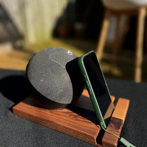 Wood Echo Stand, Alexa Speaker Stand, Wooden Echo Base, Walnut Cherry Stand, Phone Stand Wood – No.4