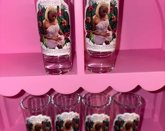 Custom Photo Shot Glasses, Personalized Birthday Party Favors, Any Theme Text