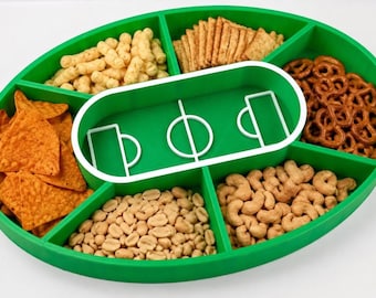 Vassoio per snack a tema calcio per i Mondiali 2026 – Piatto da portata per il giorno della partita / Organizzatore di snack a tema calcio stampato in 3D / Ciotola per snack per feste