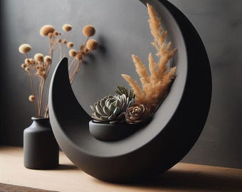 Vaso a forma di luna crescente, decorazione moderna minimalista, vaso per piante grasse, decorazione estetica per la casa, decorazione boho per mensole, regalo unico