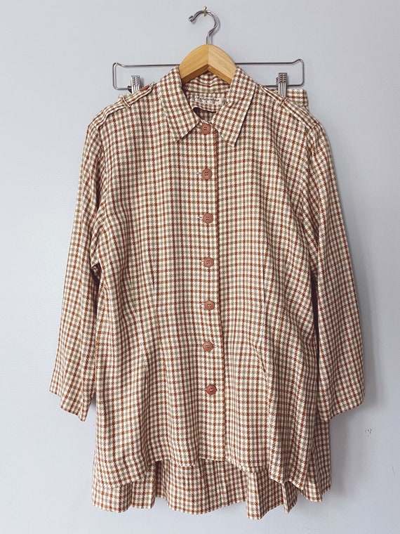 vintage Liz Claiborne skirt set brown check plaid