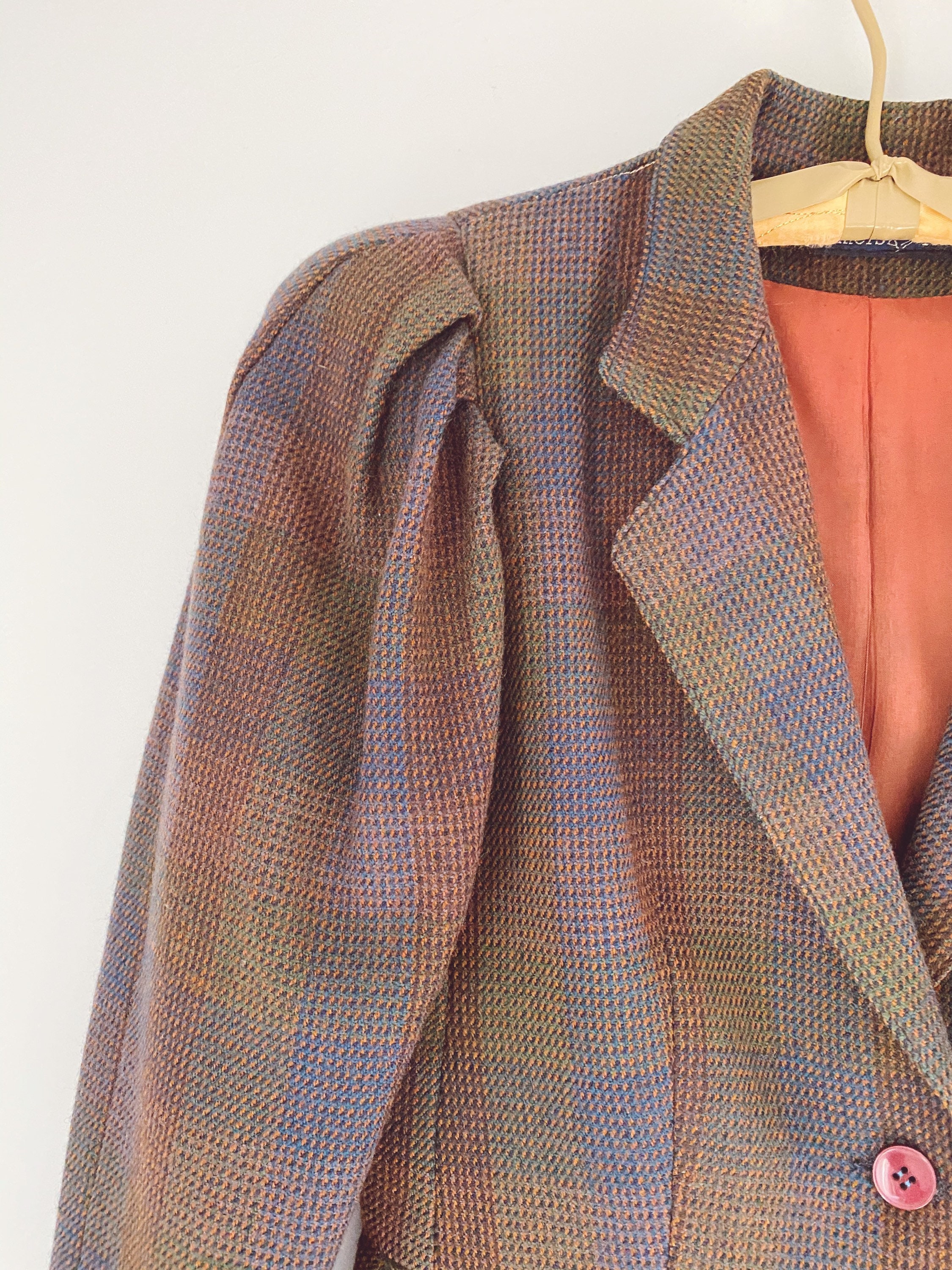 Vintage puff sleeve victorian cropped plaid blazer jacket | Etsy
