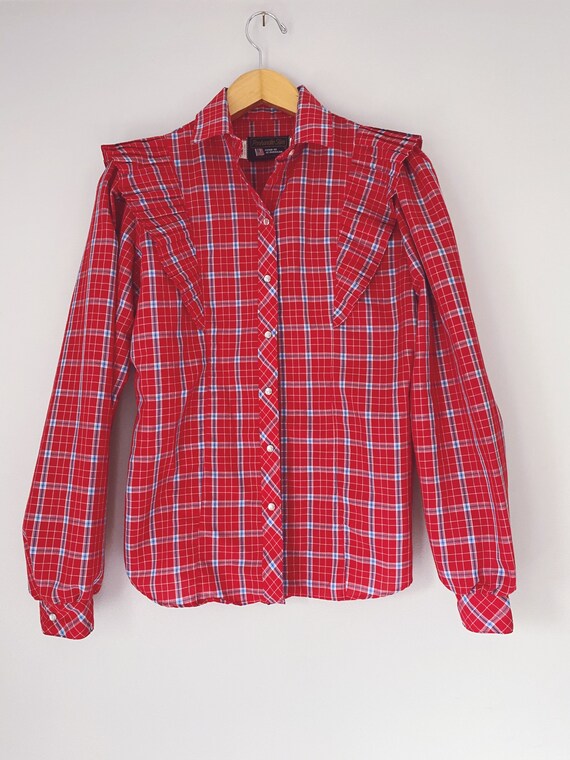 vintage western prairie blouse shirt plaid